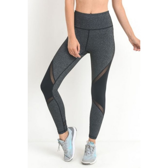 Highwaist Slanted Colorblock Mesh Full Leggings! - Picture 5 of 6